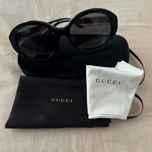 Gucci Black Oversized Oval Sunglasses